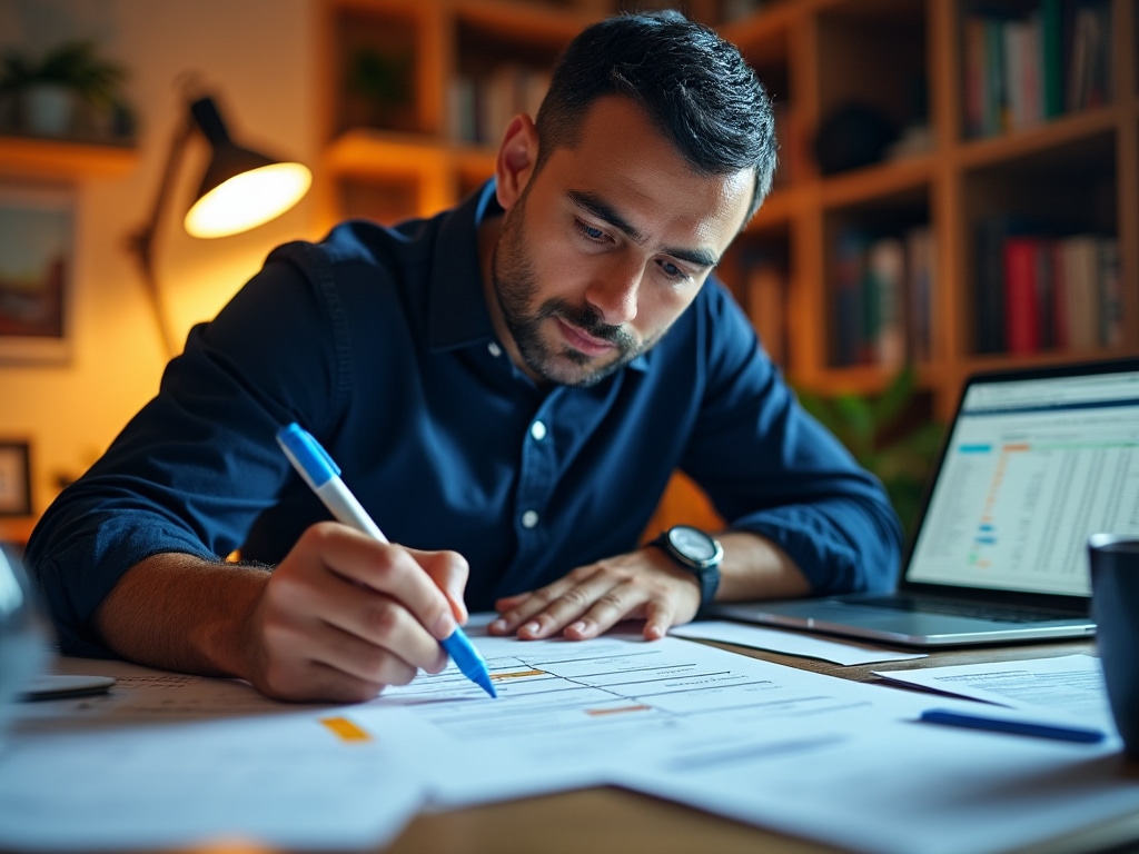 Emprendedor usando la guía de diagnóstico de flujos de materiales